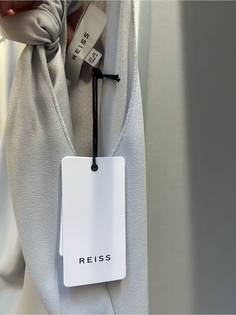 Reiss One-Shoulder Knot-Drape Dress in Light Gray - Picture 4 of 4